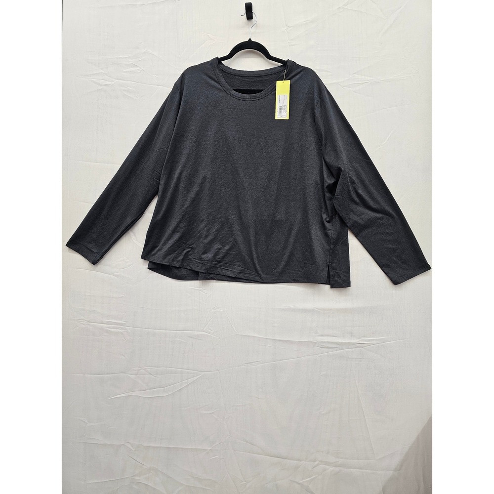 All in Motion Heathered Black Soft Stretch Long Sleeve Keyhole Back Top 3X NEW